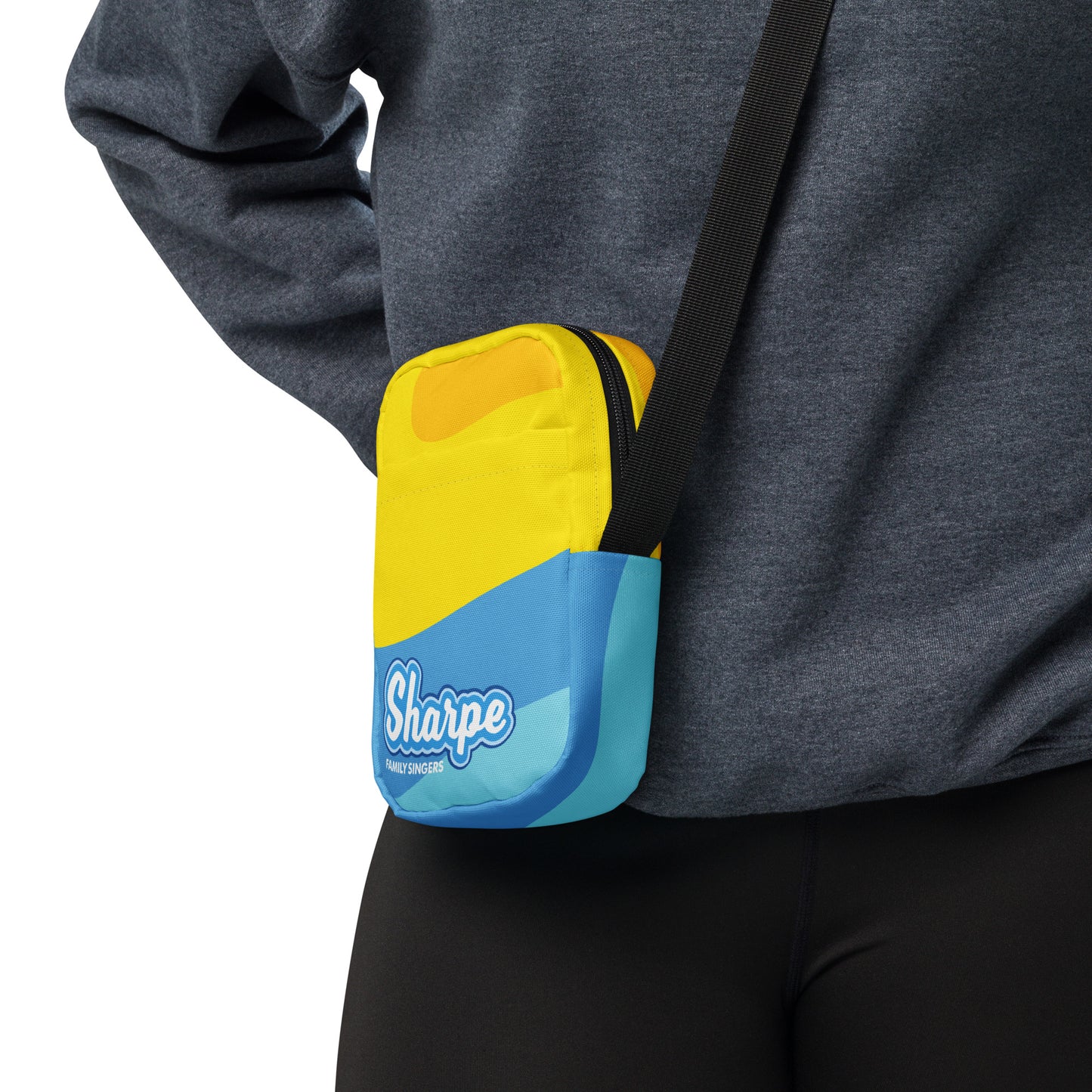 Blue & Yellow Crossbody Bag ft Sharpe Family Singers Logo