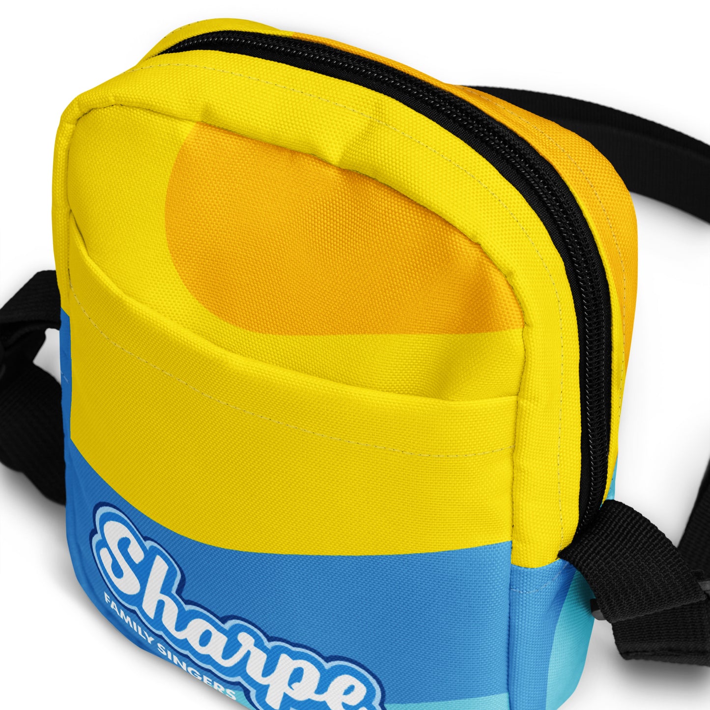 Blue & Yellow Crossbody Bag ft Sharpe Family Singers Logo