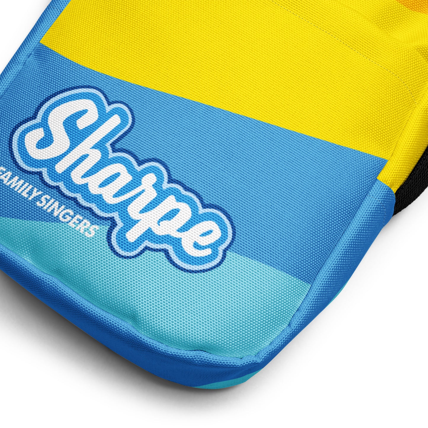 Blue & Yellow Crossbody Bag ft Sharpe Family Singers Logo